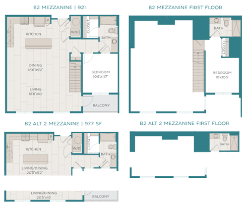 Floor plan for 2 beds, 2 baths, 1177 sqft